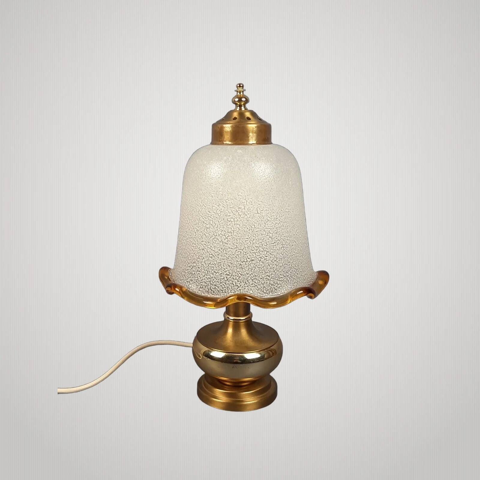 Lampe de Table Verre Murano Laiton Champignon Design Moderne Ans ‘70