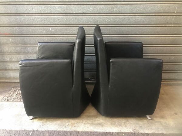 paire De fauteuils Cocktail En cuir Noir Modèle Capri Édition Baleri Italia