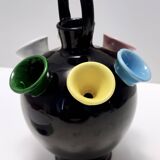 Black Lacquered Ceramic Tulip Vase Ascribable to Pucci Umbertide, Italy