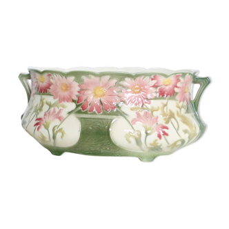 Cache pot dabbling from Keller and Guerin earthenware factory, Luneville, France / Vintage French