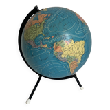 Globe vintage 1975 terrestre tripode verre Taride mappemonde - 28 cm