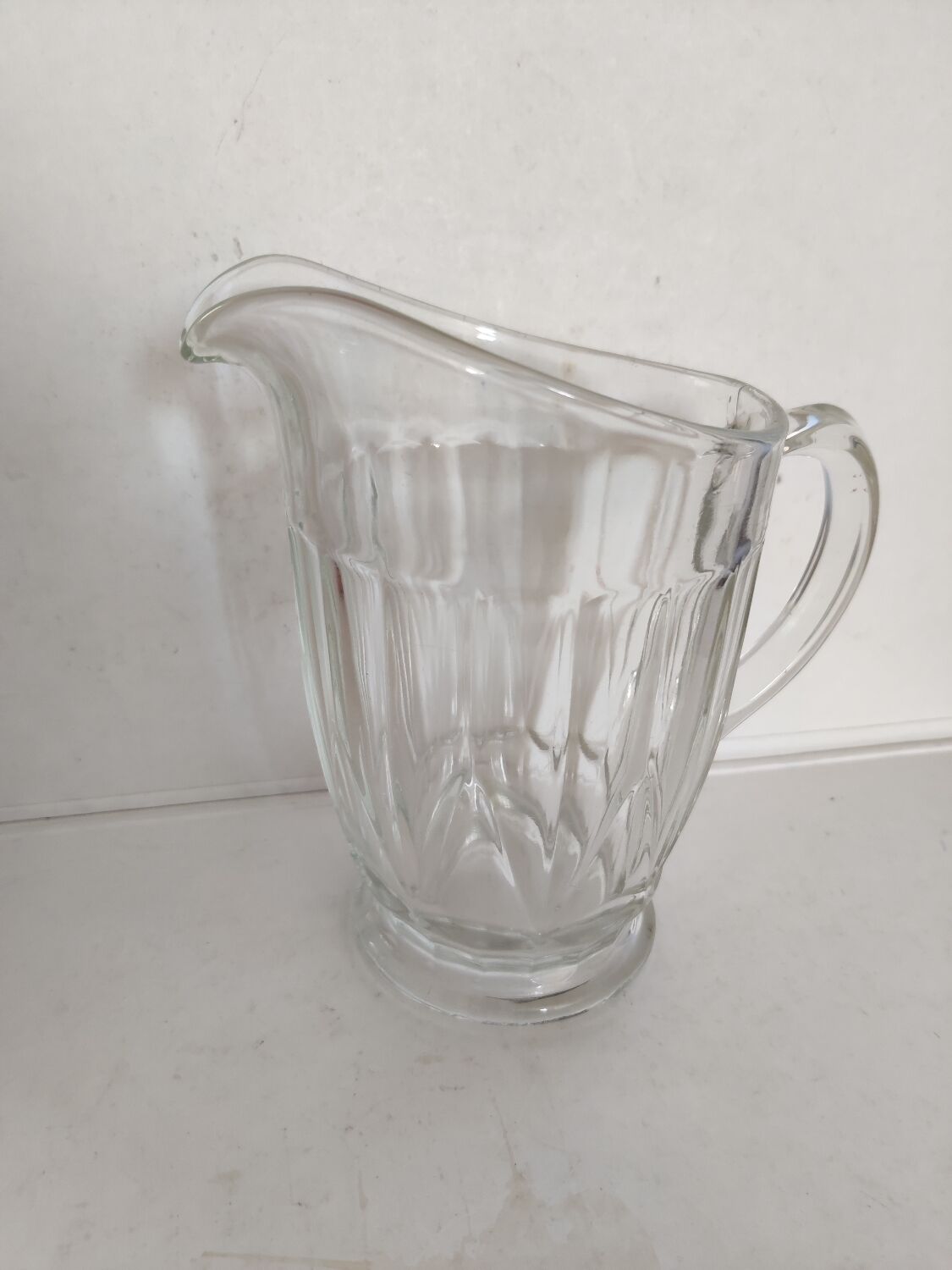Thick glass carafe pitcher jug 1960