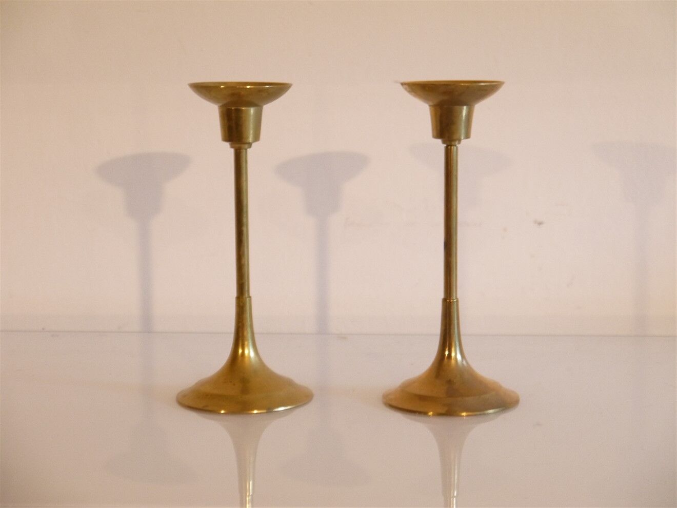 Pair of vintage Scandinavian brass candle holders
