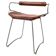 Bar stool with a backrest in aged silver metal and cognac leather, organic design.