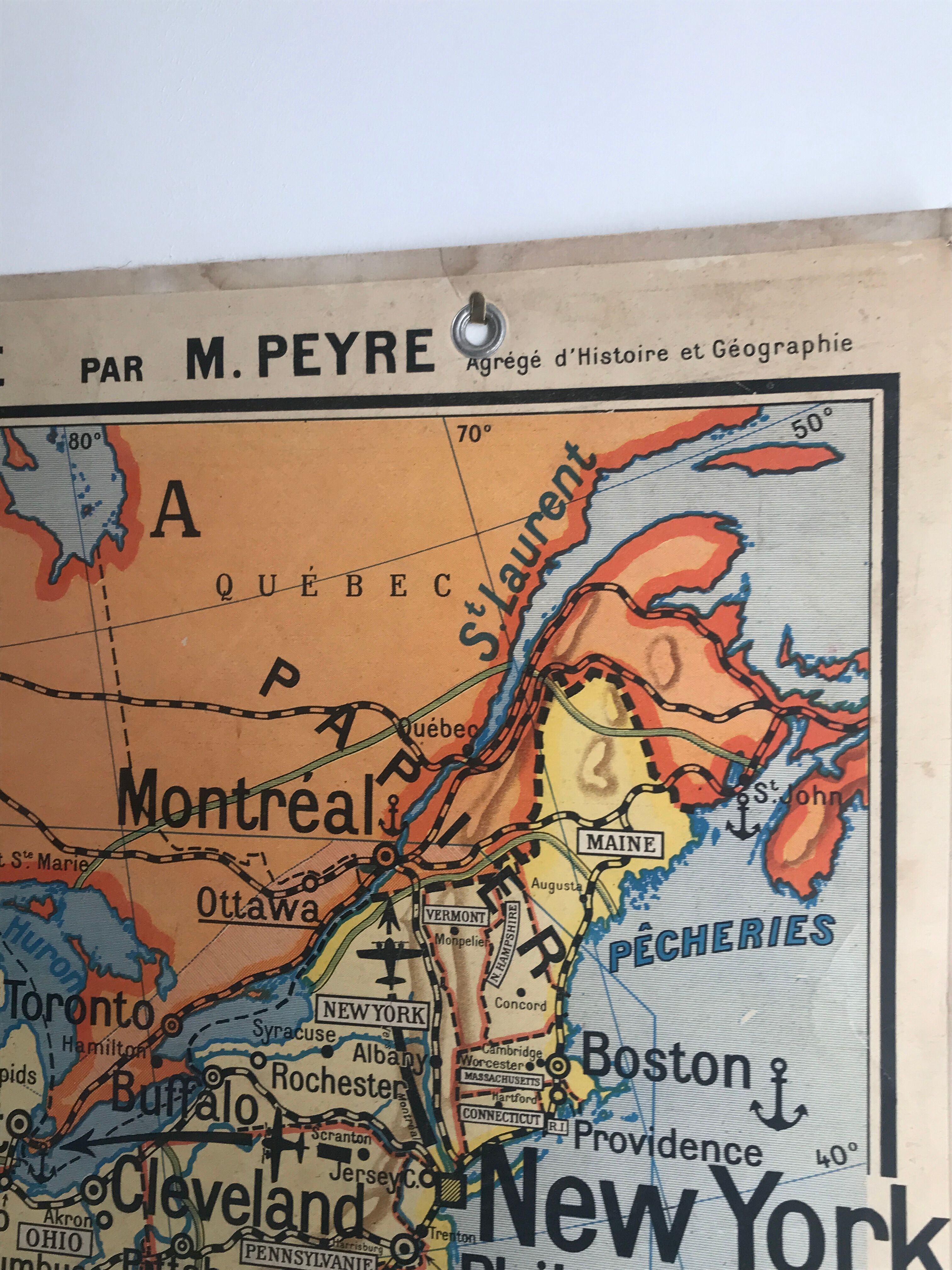 Vintage school map United States N°33 Editions Hatier by M.Peyre