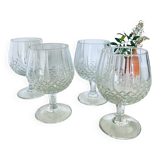 4 diamond point glass cognac or brandy glasses