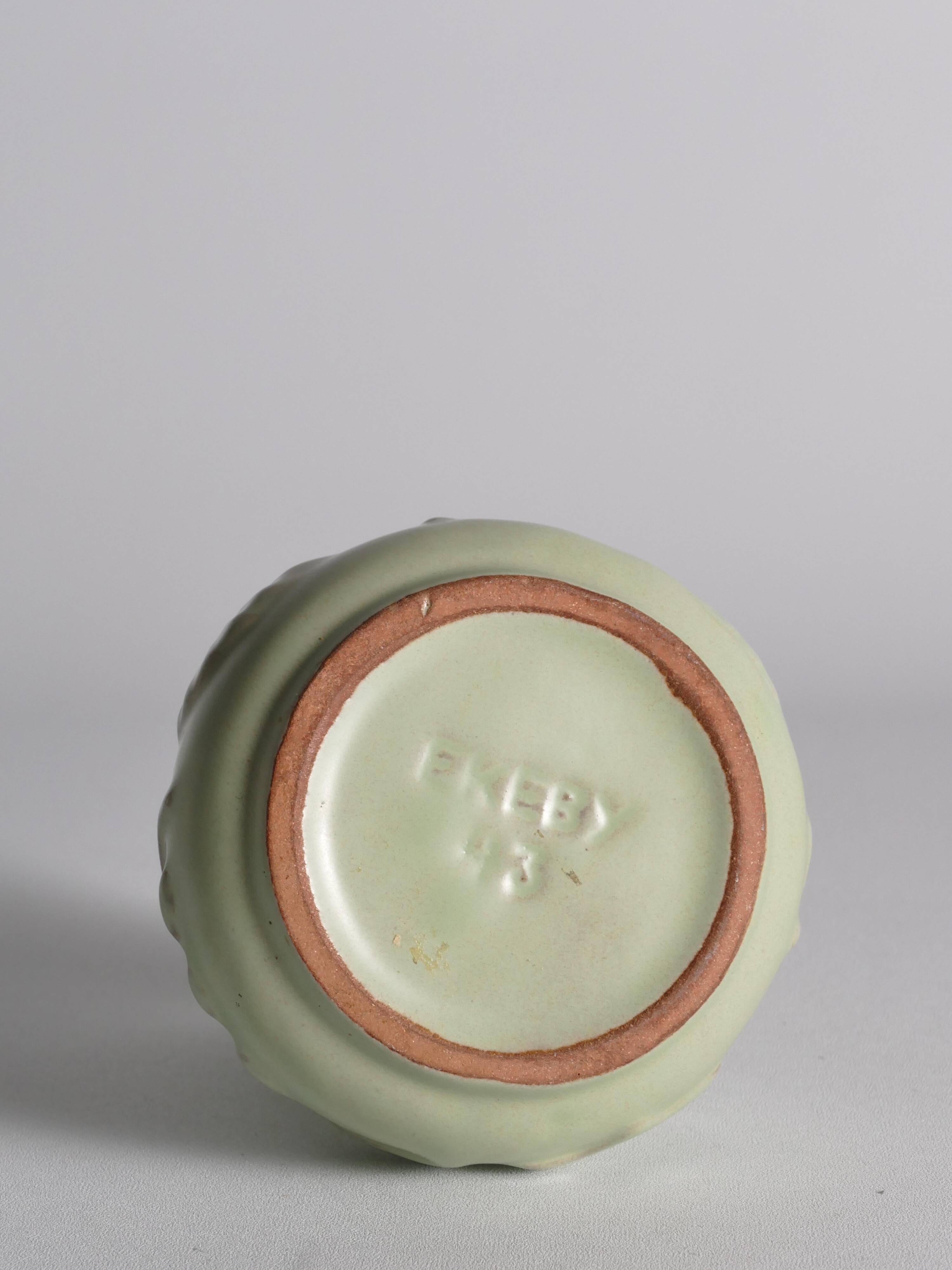 Celadon Green Relief Vase by Anna-Lisa Thomson, Upsala Ekeby, 1940s