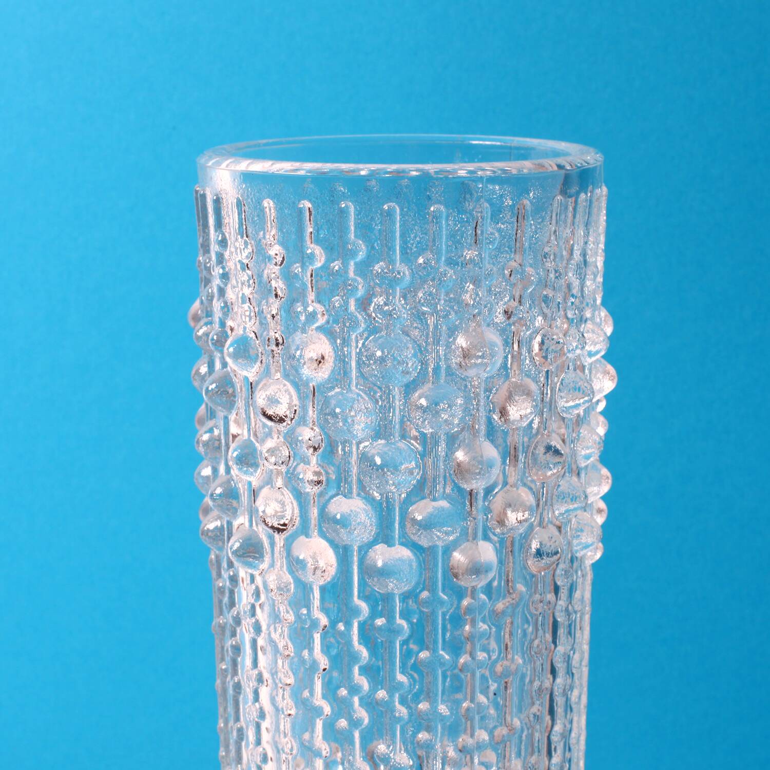 Vintage Clear Pressed Glass Vase: CandleWax Design, Czech Republic, 1972