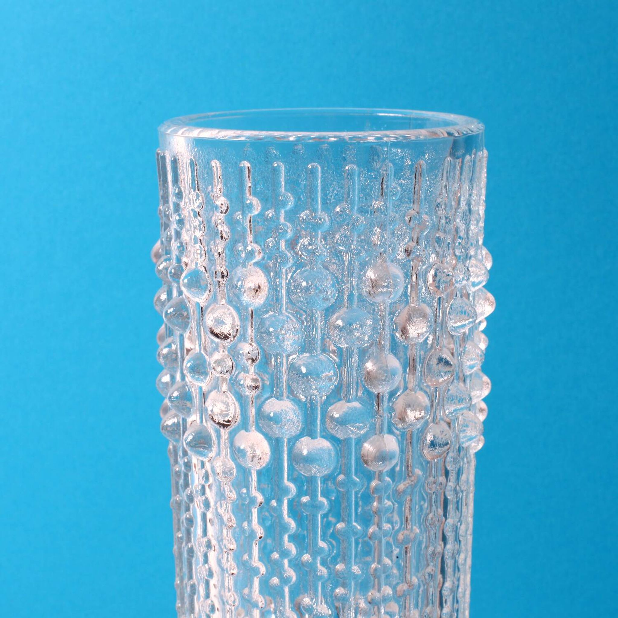 Vintage Clear Pressed Glass Vase: CandleWax Design, Czech Republic, 1972