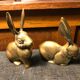 Pair of brass rabbits