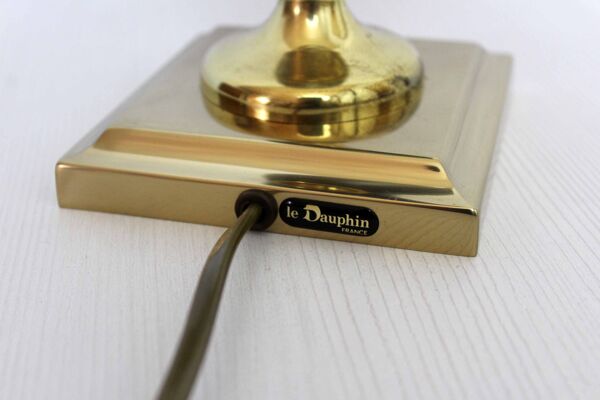 Pied de lampe de table Le Dauphin cuir et laiton