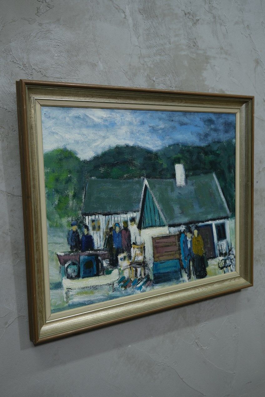 Kai christensen, scandinavian modern painting, 1960s, oil on canvas, framed