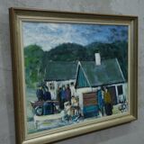 Kai christensen, scandinavian modern painting, 1960s, oil on canvas, framed