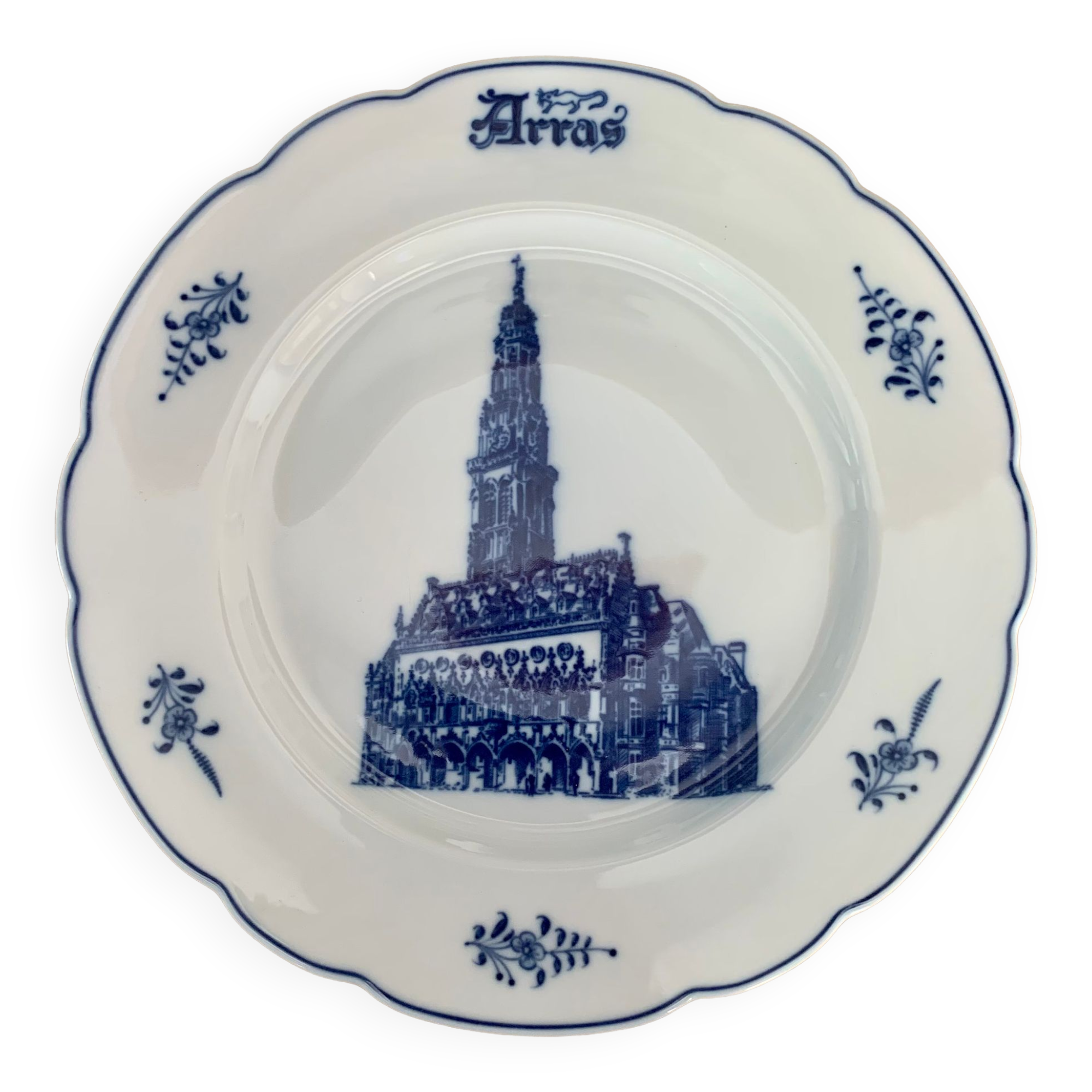 Plate porcelain of Arras Caudron Cathedral decoration
