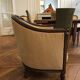 pair of ART DECO gondola chairs and a matching pouf reupholstered
