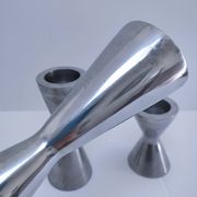 three "diabolo" aluminium design candle holders 90