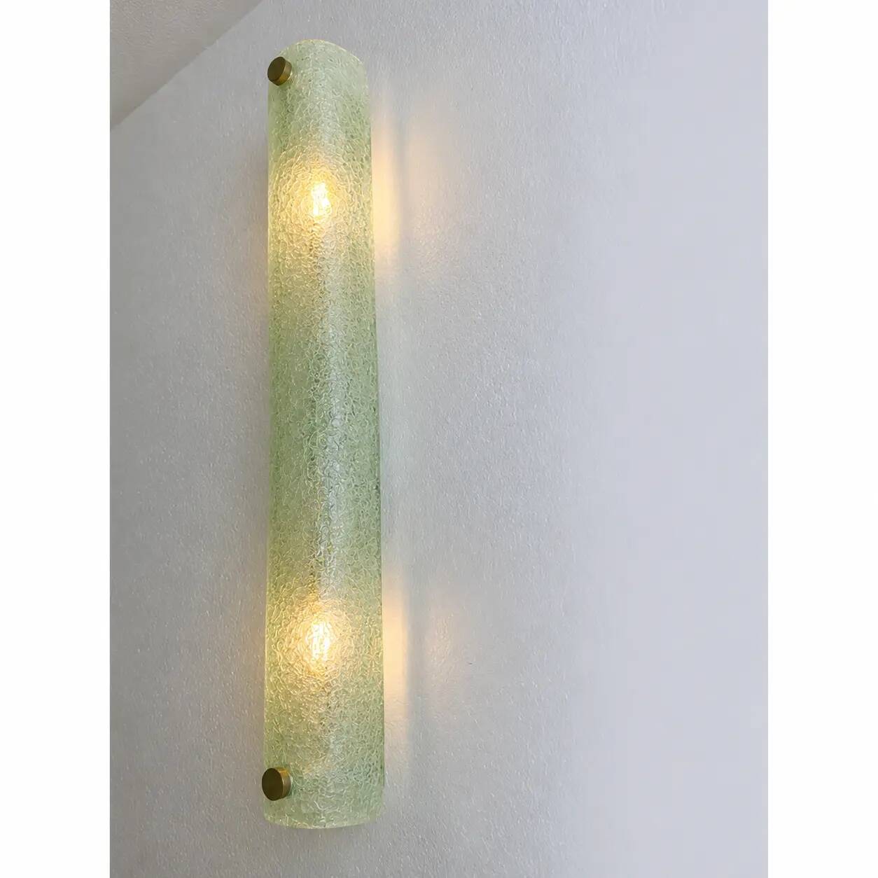 Contemporary Modern Green Graniglia ”Canalina" Murano Glass Wall Sconce-Set
