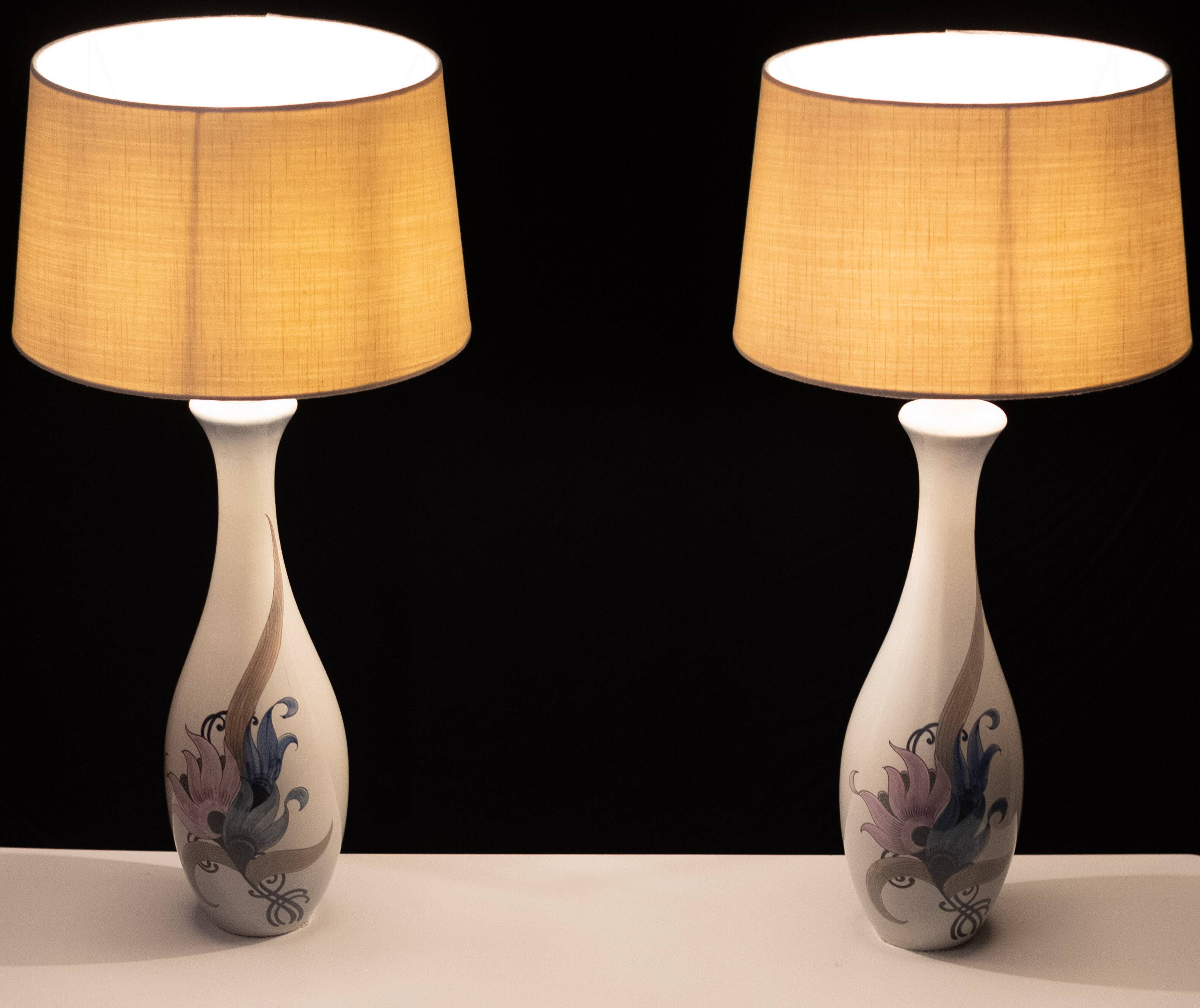Pair Large Ceramic Table lamps Schoonhoven Plateel 1970s