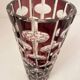 Vase cristal bohème en verre taillé rubis vintage