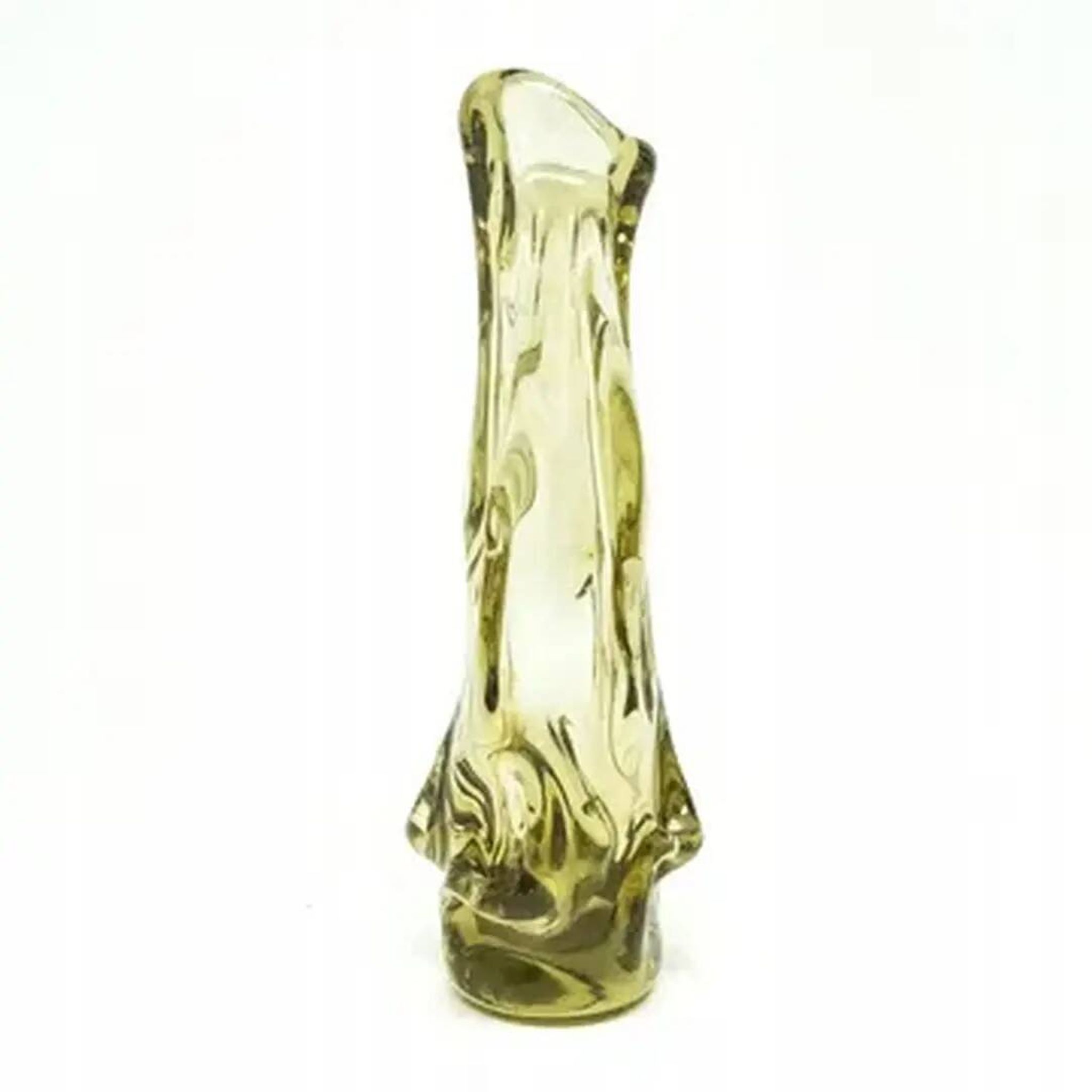 Sekacz vase, crumpled glass, Huta Wołomin, Poland, 1980s