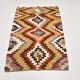 3x5 Green & Red Tribal Kilim Rug, 102x148Cm