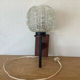 Vintage scandinavian wall lamp wood glass 1970s