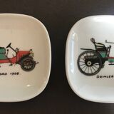 Set of cups, match case collection of old cars Limoges porcelain