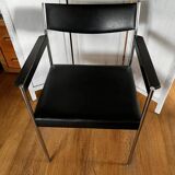 Paire de fauteuils vintage en cuir et chrome
