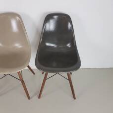 Eames Herman Miller DSW side chairs in monochrome - black / grey / greige / parchment
