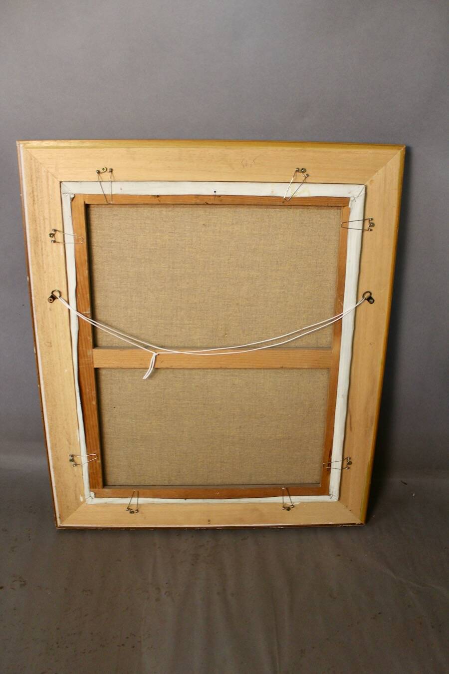 Oil on canvas with chicken and flowers decoration