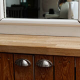 Large mercury mirror, oak frame 59x82cm