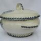 Ancienne soupière légumier faïence kg lunéville - monogramme p et décor rinceaux