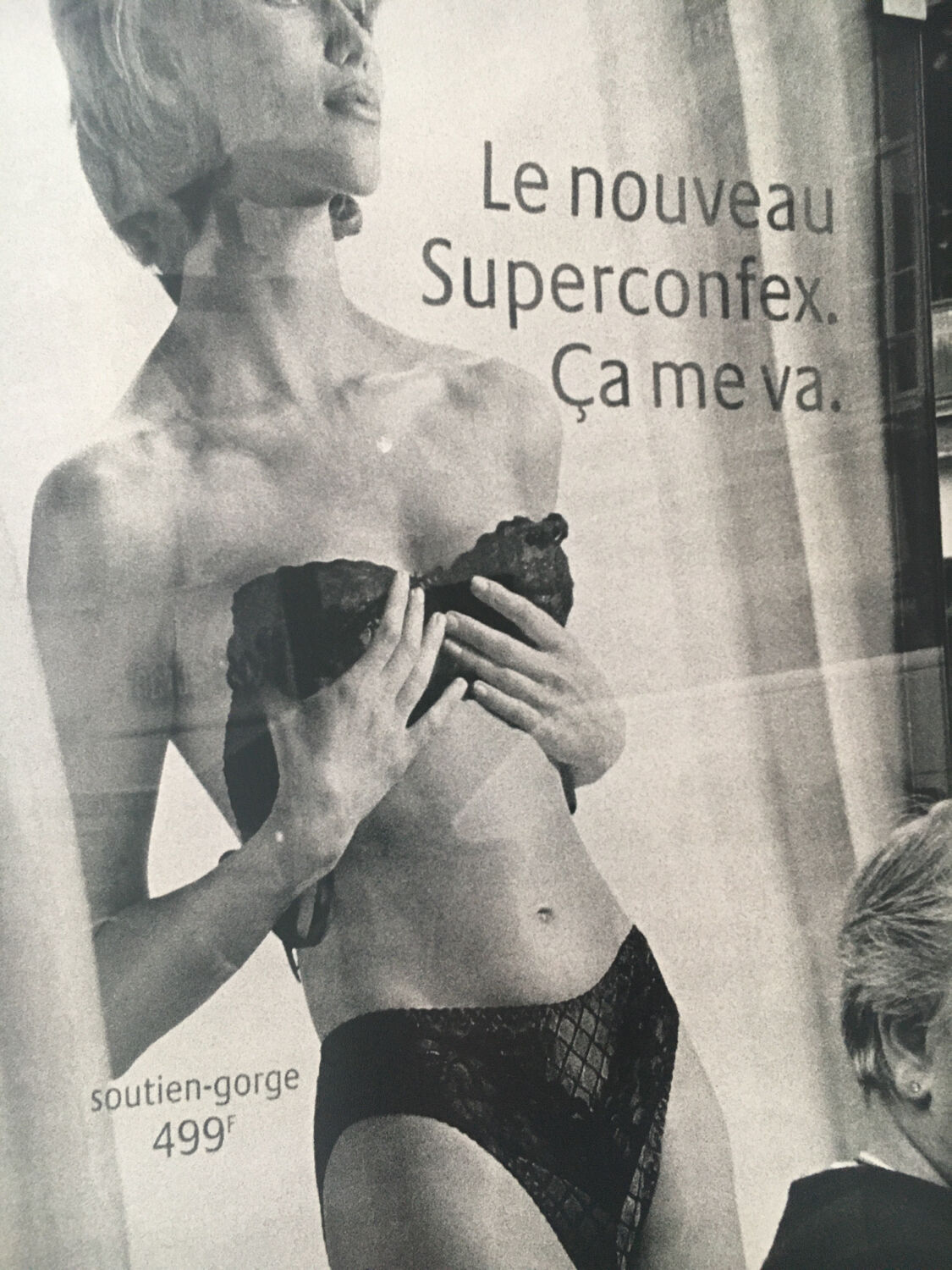 Very large photography. Woman Brussels Advertising lingerie, 90s