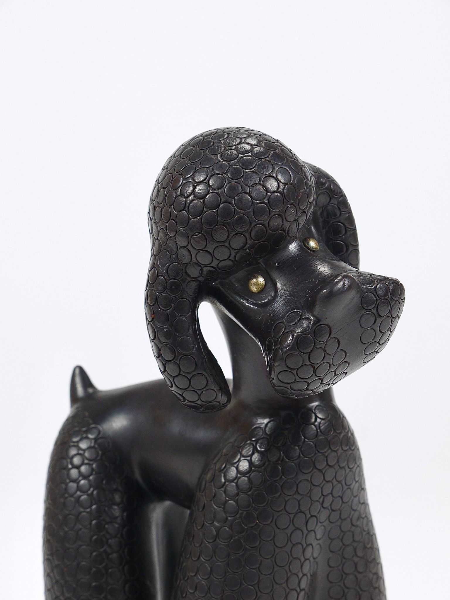 Charming figurine sculpture of a poodle dog by Leopold Anzengruber, Austria, 1950s.
