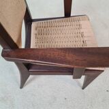 4 French mahogany and rope chairs 1950s