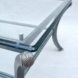 Vintage coffee table, metal and glass, Pierre Vandel