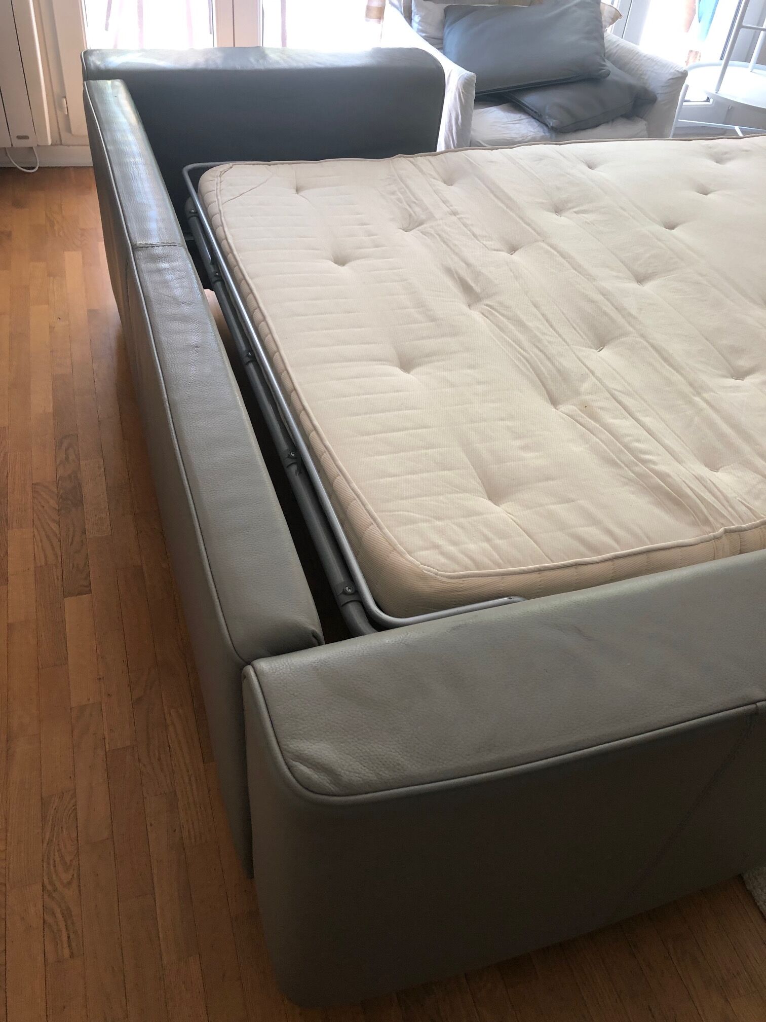 Sofa bed in grey leather from Steiner