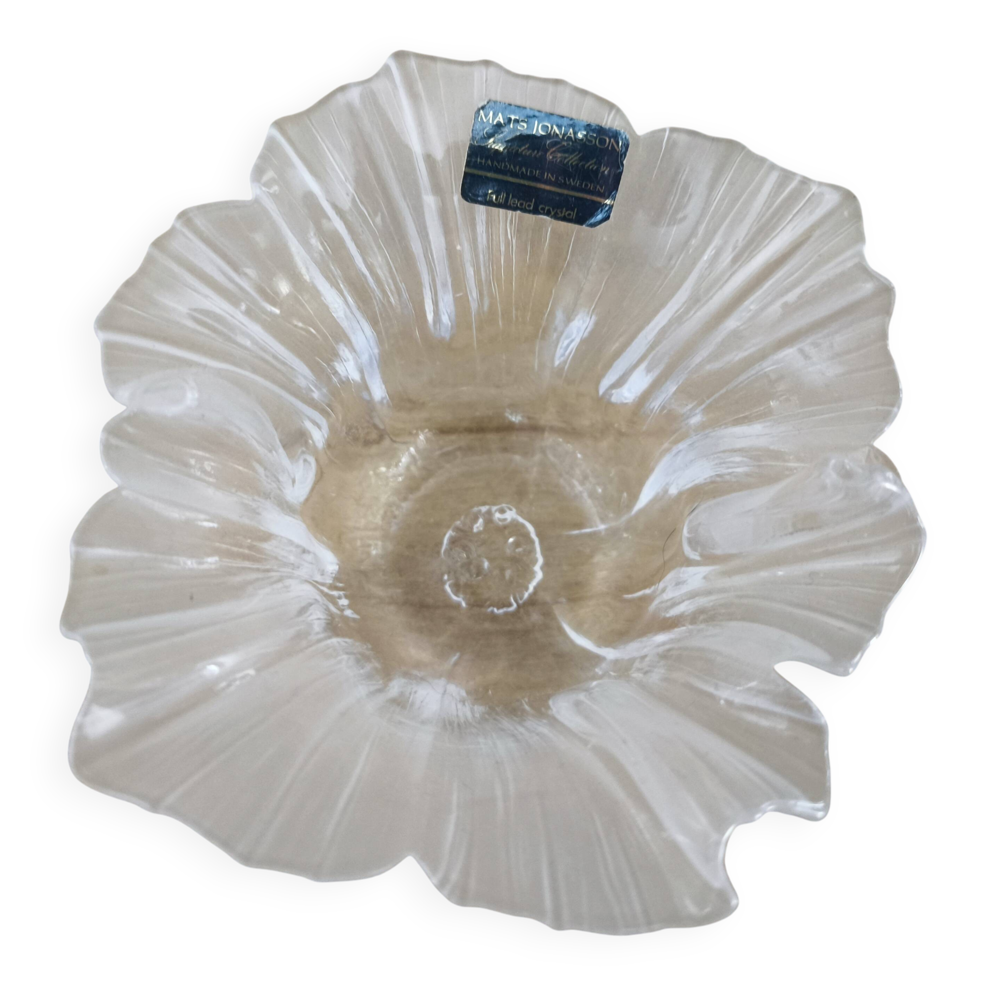 Flower-shaped crystal candle holder by Swedish designer Mats Jonasson