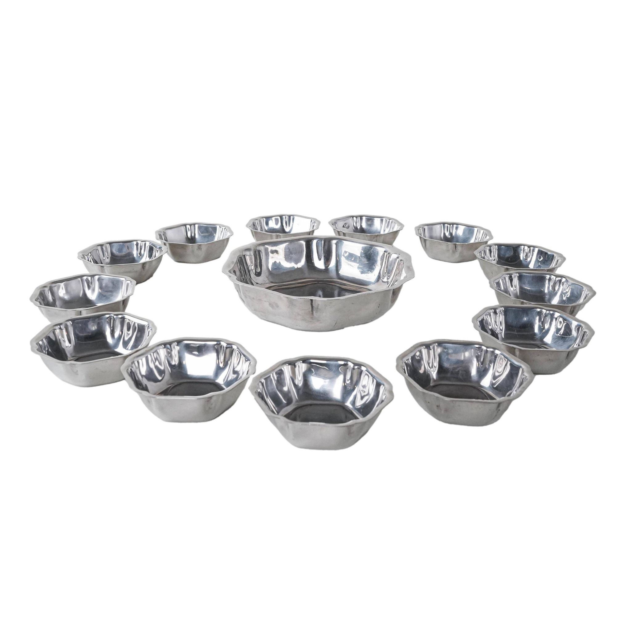 Set of stainless steel bowls, Italian design, 1980s, made in Italy