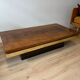 Elm burl coffee table and brass 70s Roche Bobois