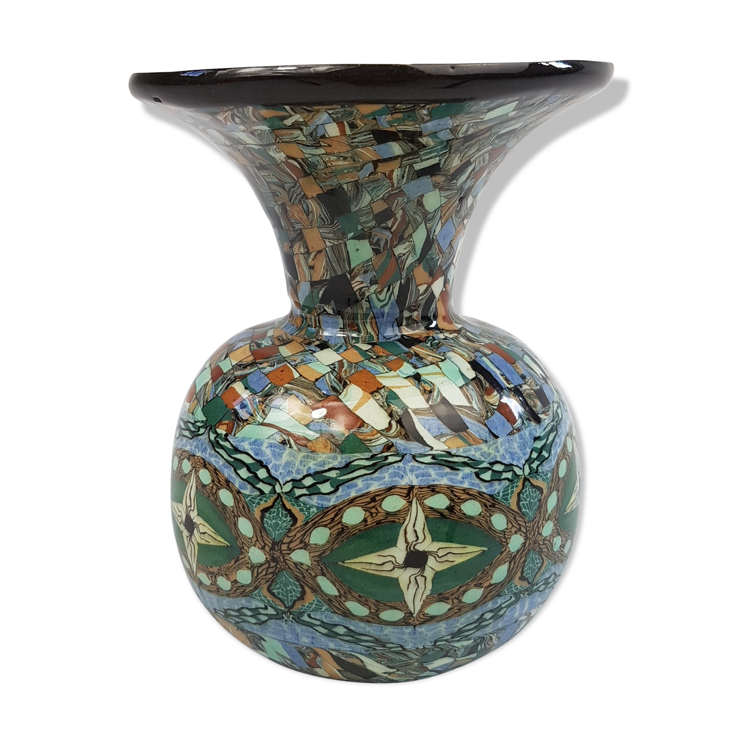 Ceramic vase with mosaic decoration Gerbino Vallauris