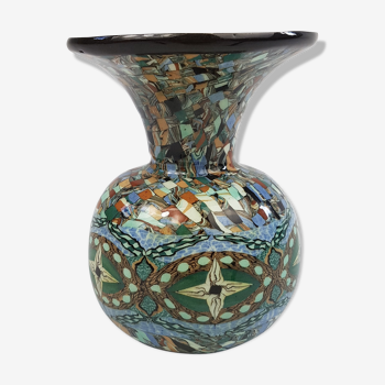 Ceramic vase with mosaic decoration Gerbino Vallauris