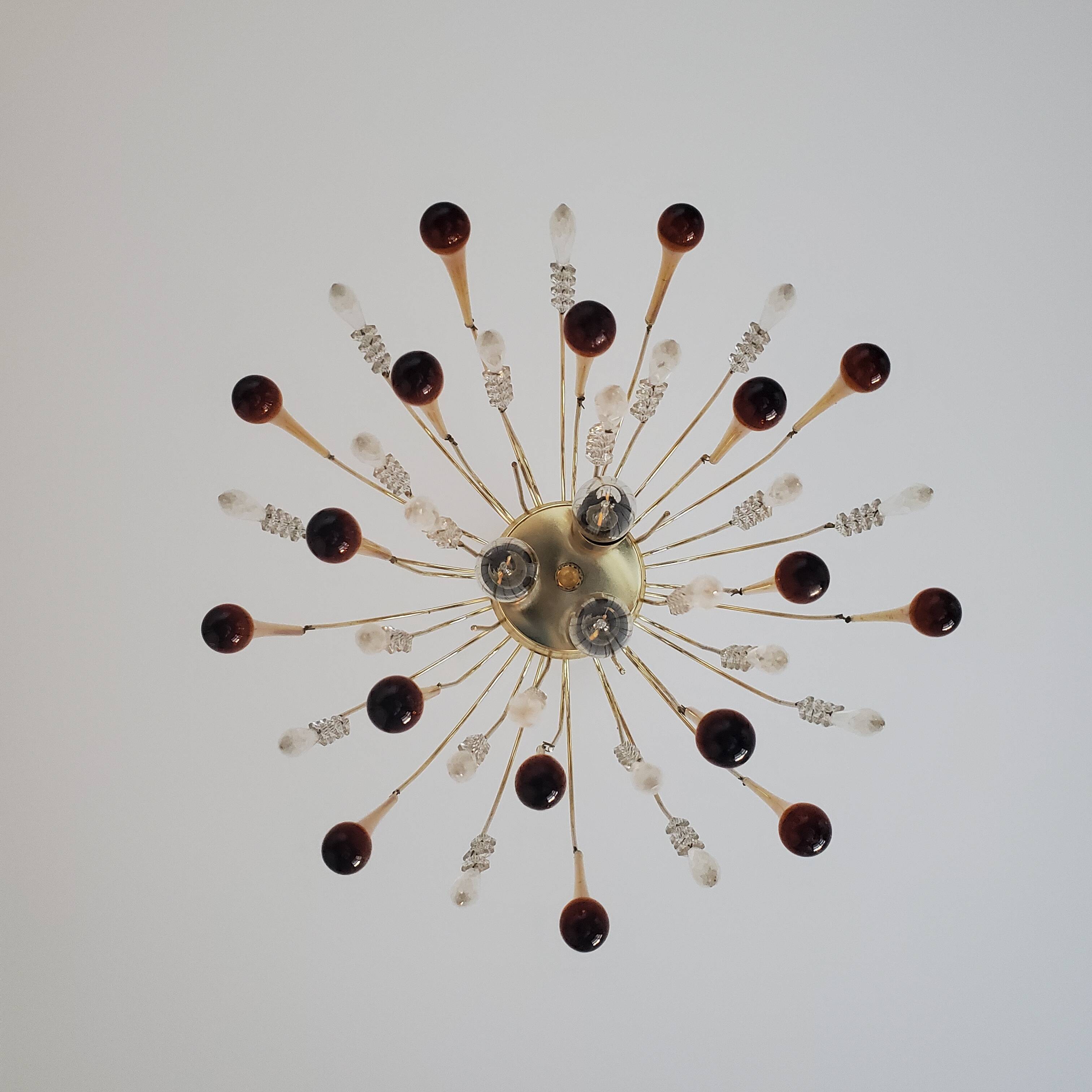 Amber waterfall chandelier made of Murano glass