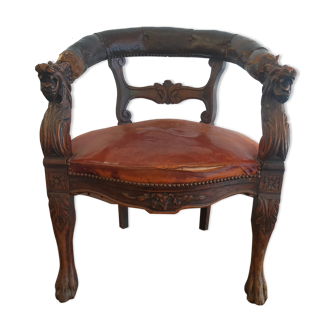 1920 sculpted office armchair with griffon head