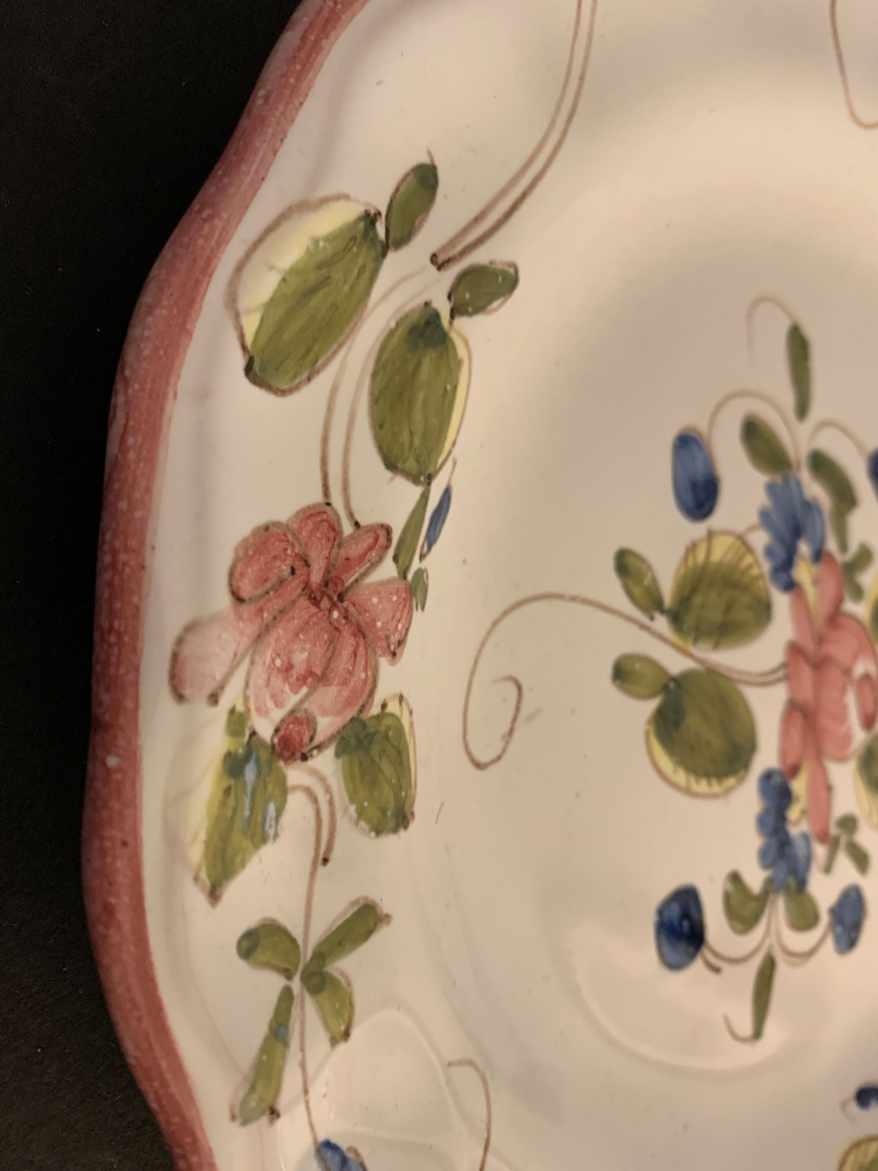 3 sweet pea plates, Samadet earthenware, 18th century