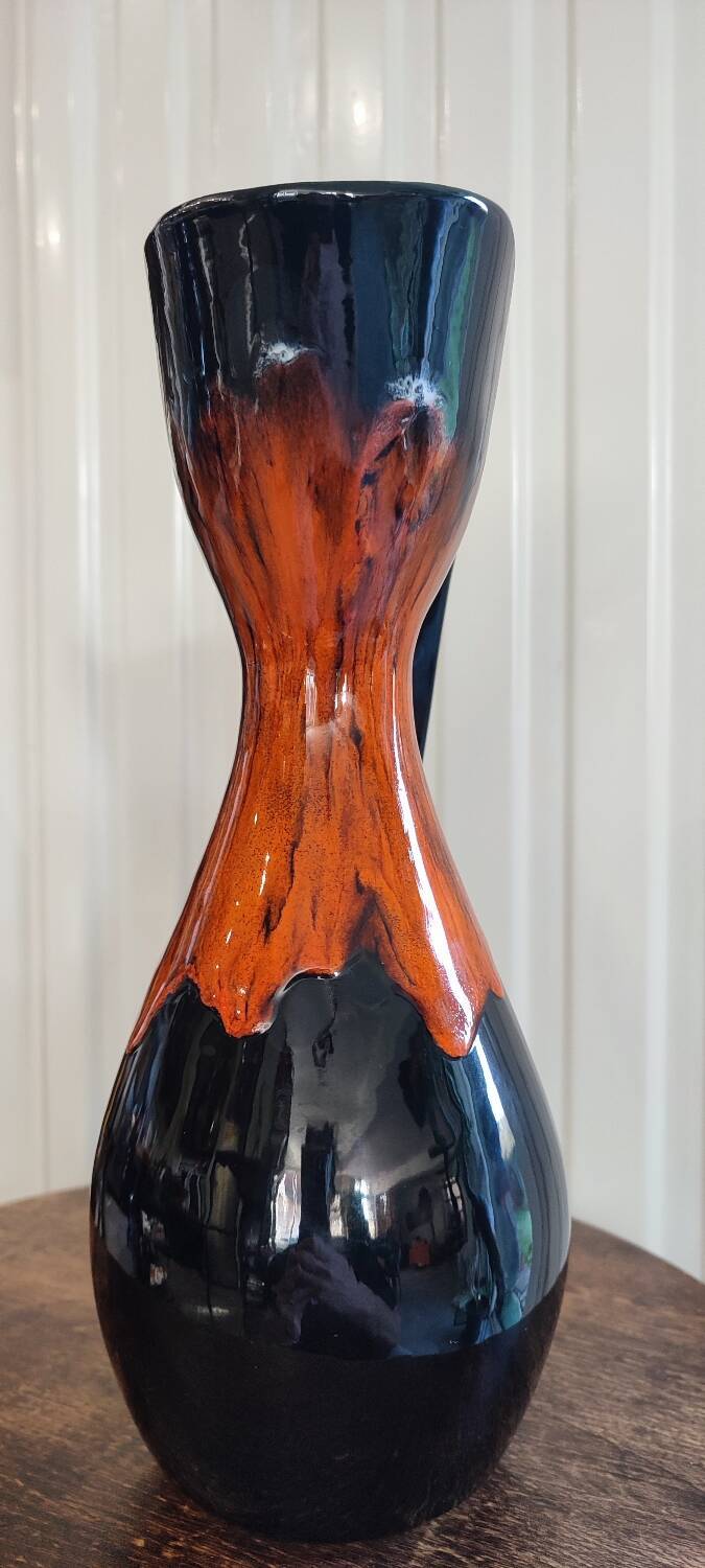 Flamed ceramic pitcher vase 1960