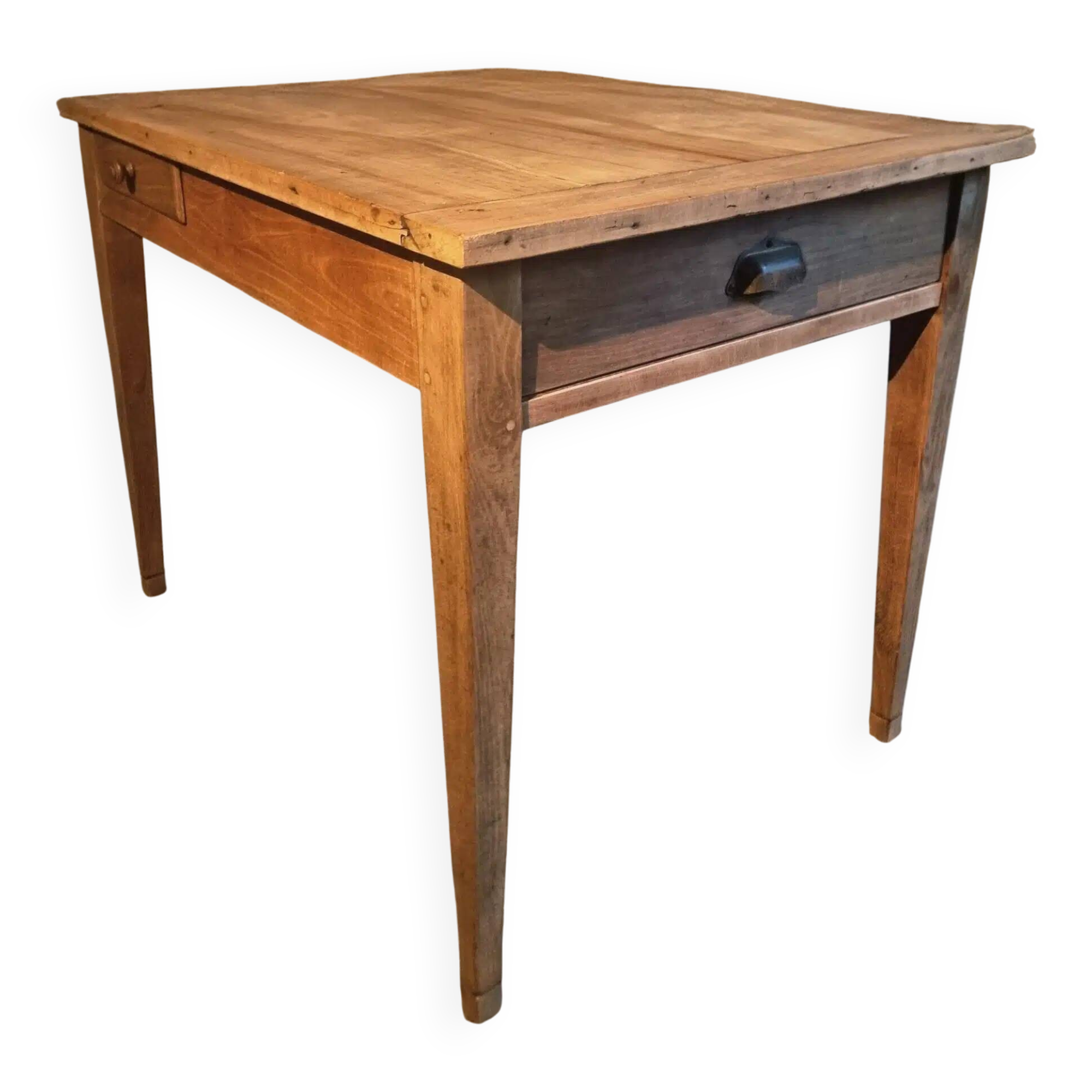 French rural farmhouse table with two drawers, 19th century.