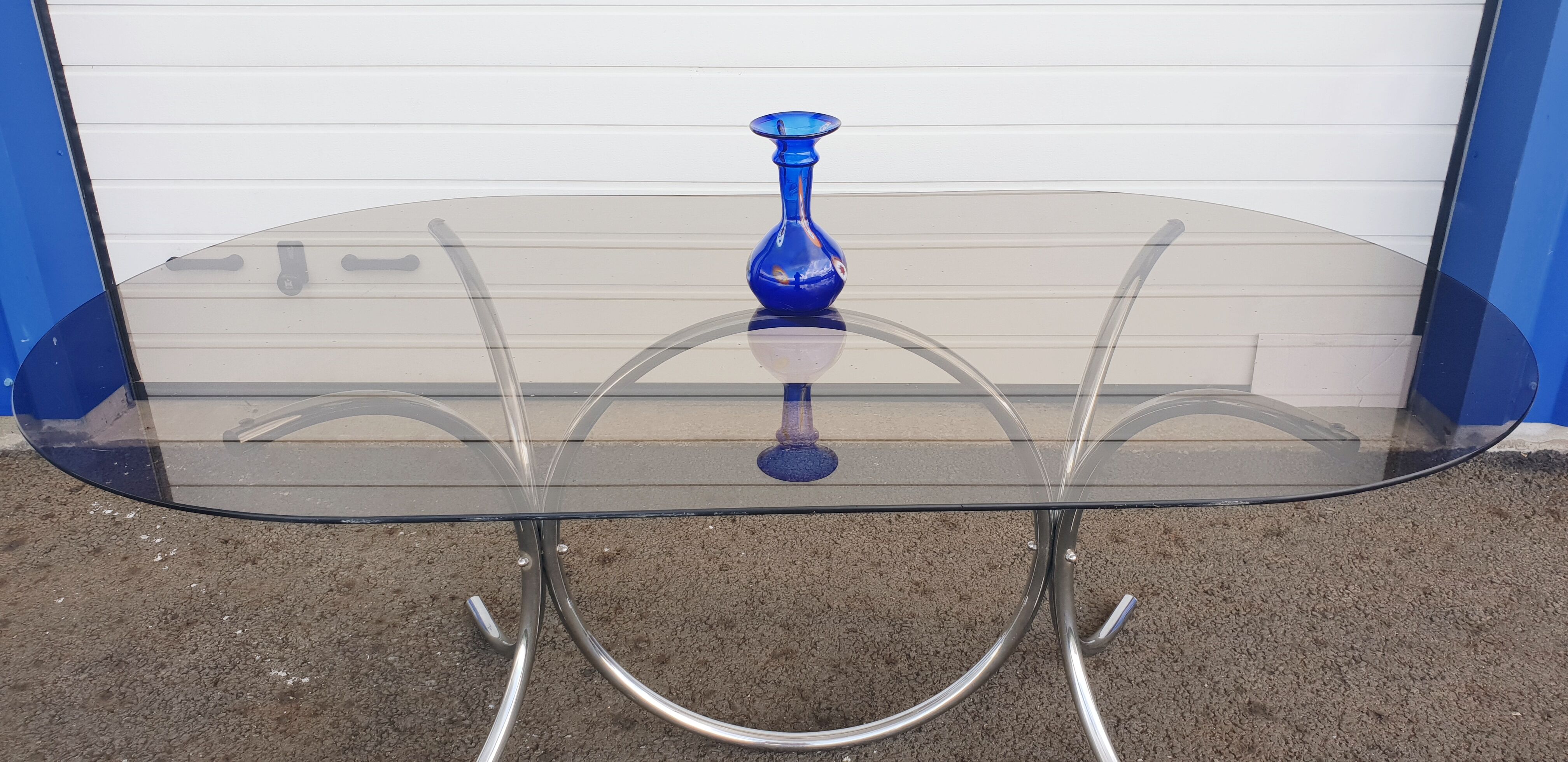 Vintage glass oval table