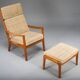 Ensemble de fauteuil à dossier haut et ottoman Senator en teck par Ole Wanscher pour Poul Jeppesen Collectors, Cado, années 1960