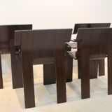 Set of four Strip dining chairs with dark brown ash armrests by Gijs Bakker for Castelijn